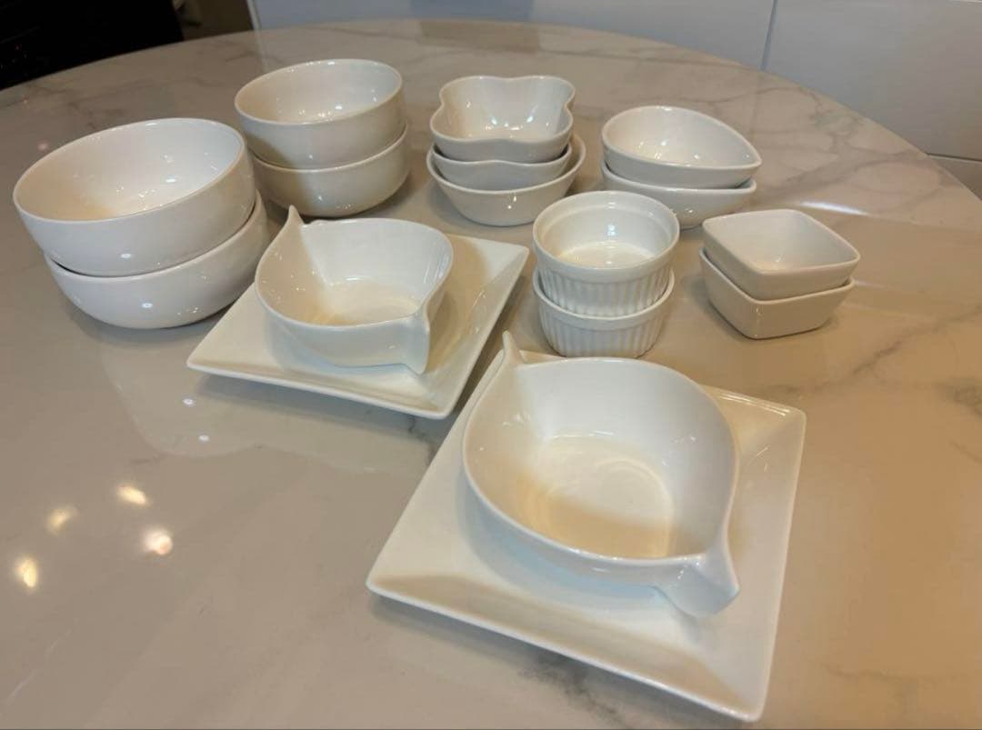 19点 【 オフホワイト 食器 】 平皿 中皿 取り皿 小鉢 ボウル 鍋