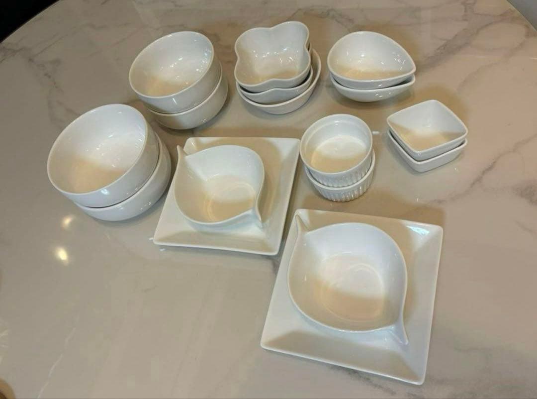 19点 【 オフホワイト 食器 】 平皿 中皿 取り皿 小鉢 ボウル 鍋