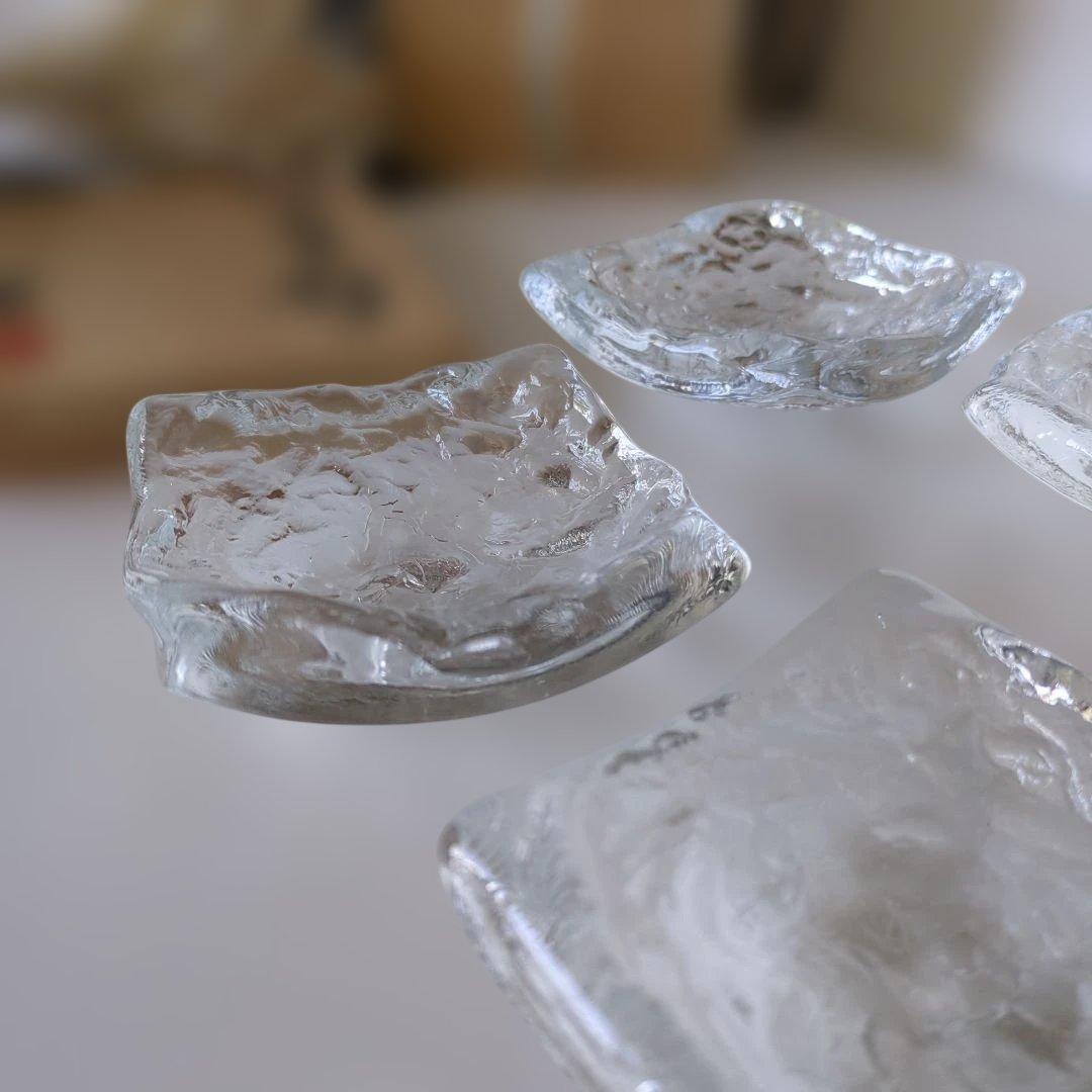 益田芳徳 硝子 石目 小鉢 五客揃 共箱付 ガラス 作家