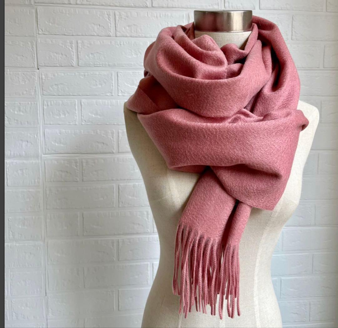極上カシミヤ100%☆大判 ストール☆ スモーキーピンク