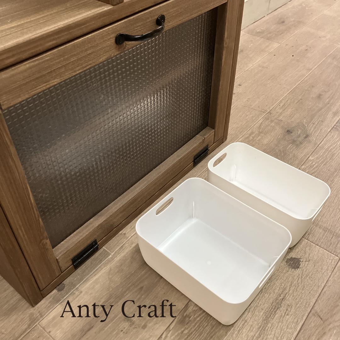 扉付きキッチン収納（ケース大1・小1付）カフェ風食器棚 スパイスラック 完成品