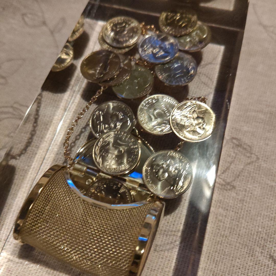 フランスフラン金色メッシュホルダーとセットの置物