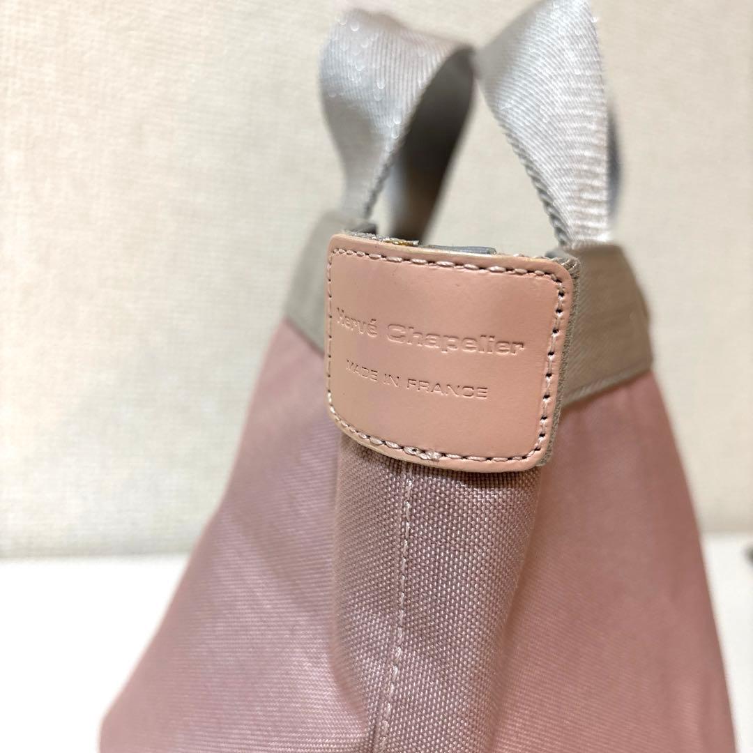 Herve Chapelier 701 ミニトートバッグ　ピンク　シルバー