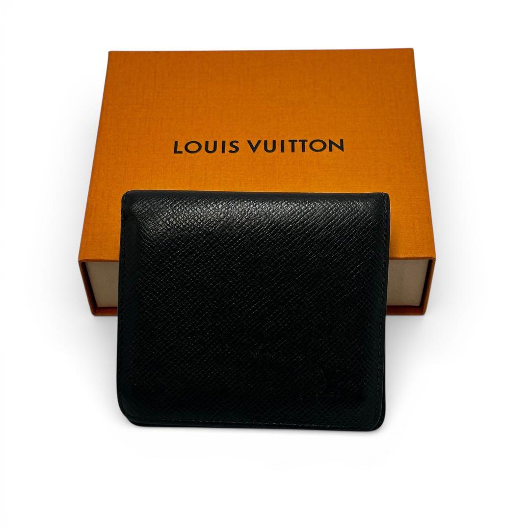 【美品】ルイヴィトン 2つ折り財布 タイガ 本革 レザー アルドワーズ 黒