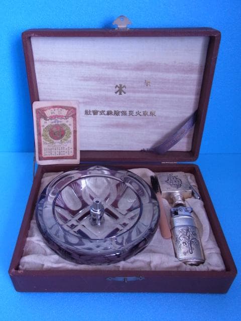 未使用品　和ガラス　切子　煙草セット　三越　戦前　デットストック　昭和レトロ