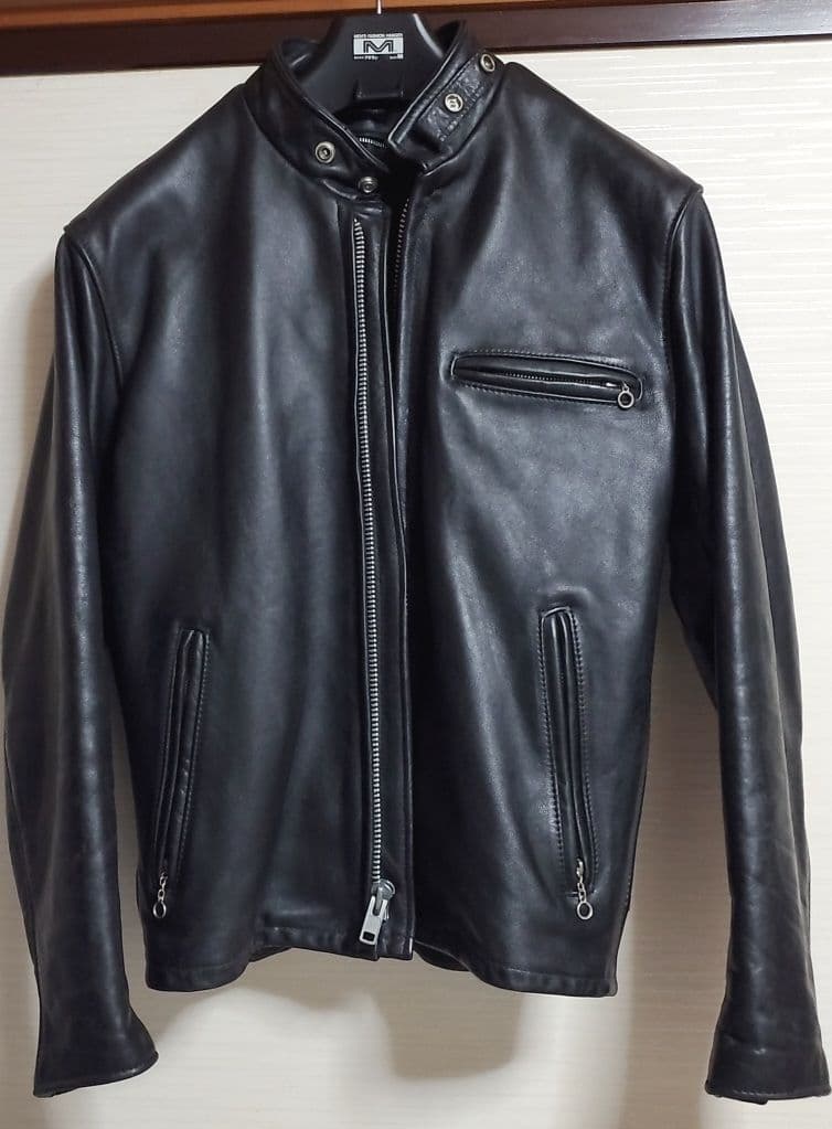 〖美品〗Schott ブラック レザー シングルライダースジャケット　641