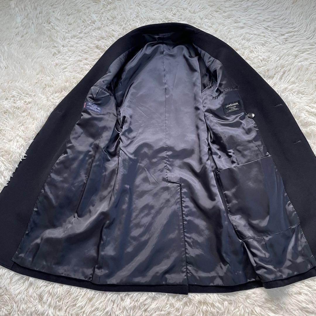 NEWYORKERカシミヤ混ICHITEKI紺色金ボタンダブルチェスターコート