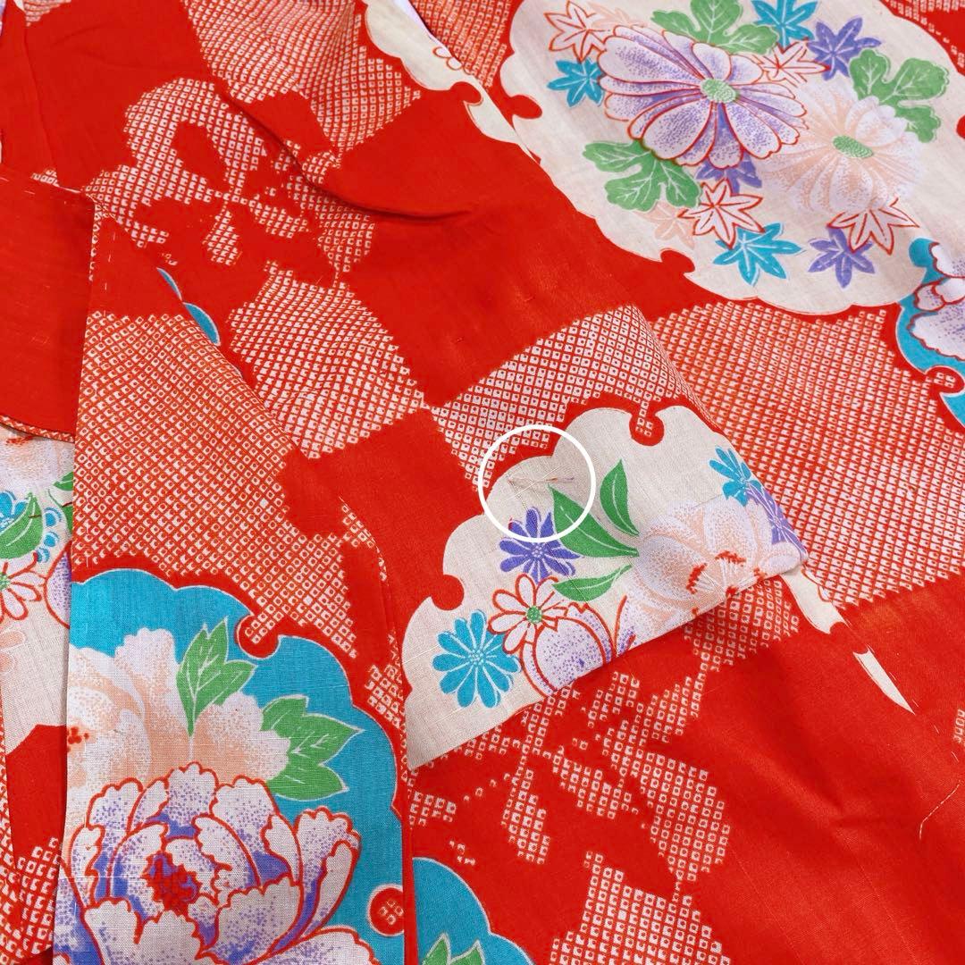 七五三 3歳 アンティーク 着物 作り帯 バッグ 草履 髪飾り セット