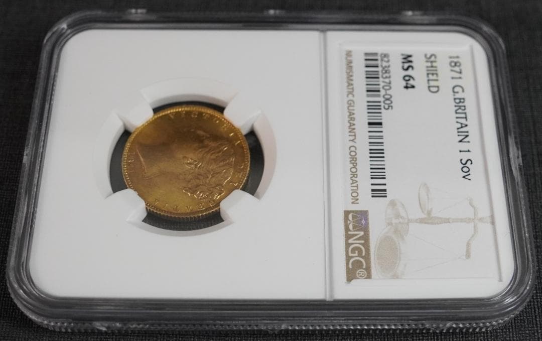 1871 ヴィクトリア ソブリン 金貨 NGC MS64 シールド ヤングヘッド