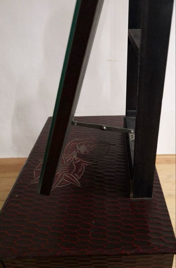 鏡台　ミラー　無垢材　彫刻　古道具　古家具　和家具　ビンテージ　アンティーク