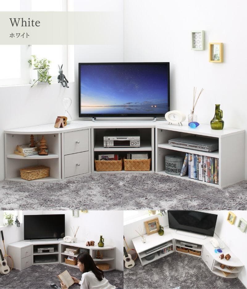 新品 送料込 コーナータイプ TV台4点セット レイアウト自由自在 OW