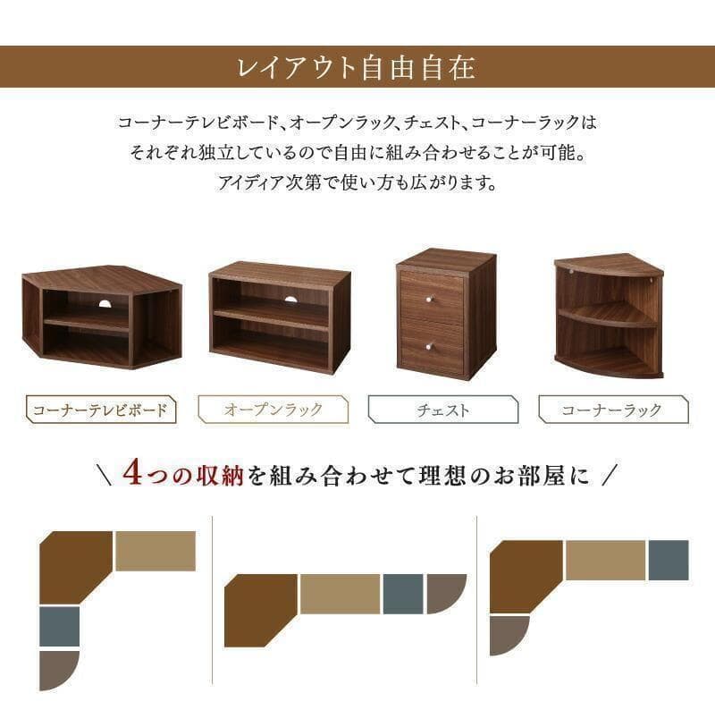 新品 送料込 コーナータイプ TV台4点セット レイアウト自由自在 OW