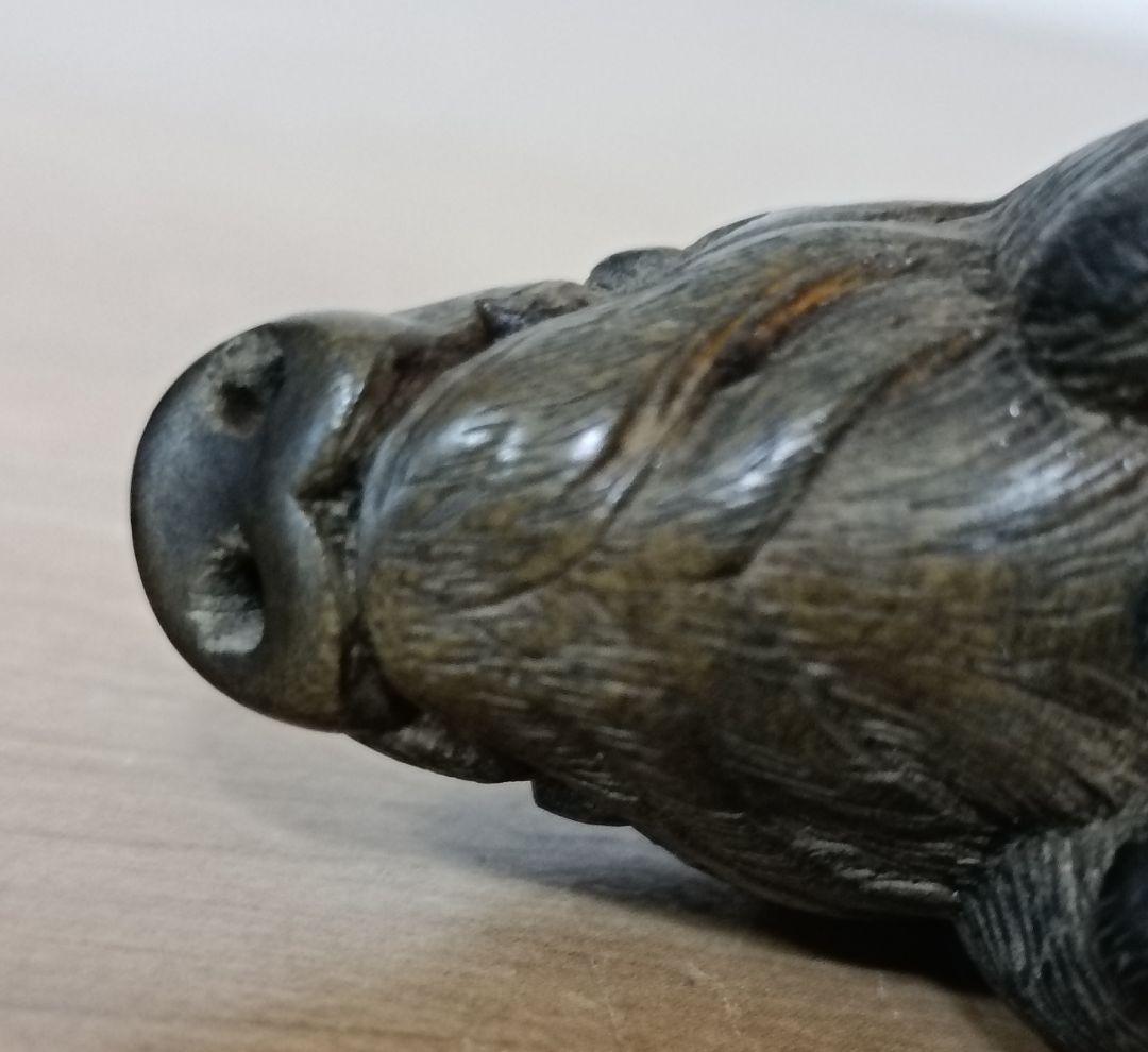 猪木彫根付　柘植根付　時代物　江戸時代　古根付