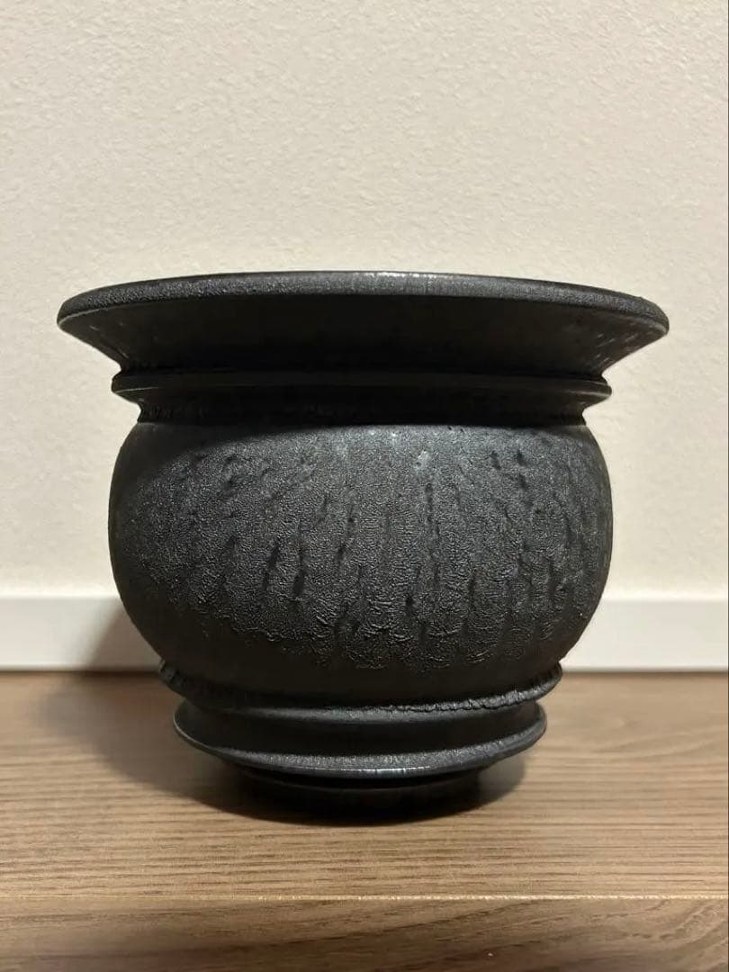 山中勇人 作家鉢 新品未使用 陶器 植木鉢 y鉢 エールグリーン 大鉢 鉄球