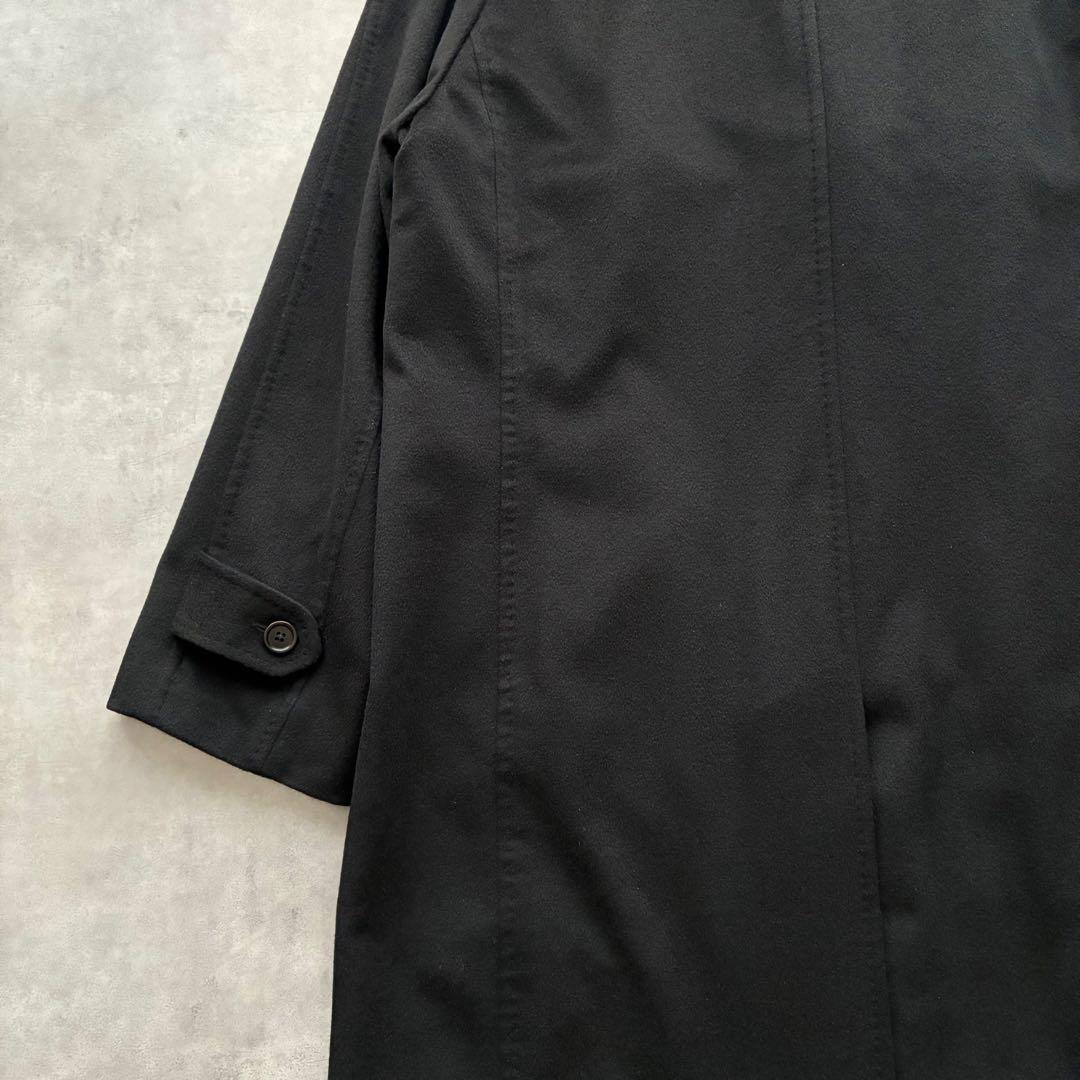 [れ]ダーバン カシミヤ100％ ステンカラーコート ロング ブラックXL