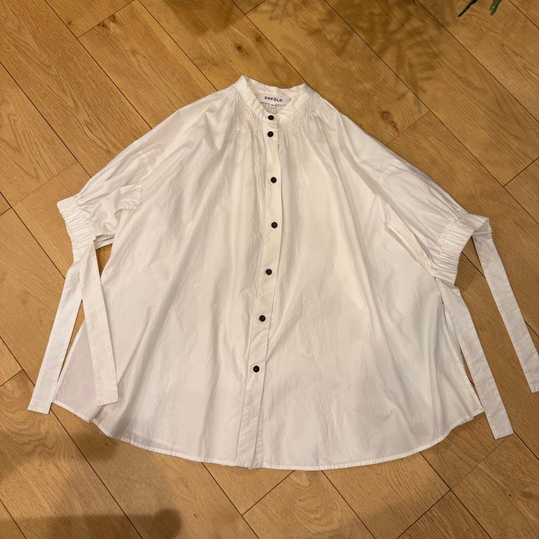 ENFOLD 五部袖 白シャツ コットン エンフォルド