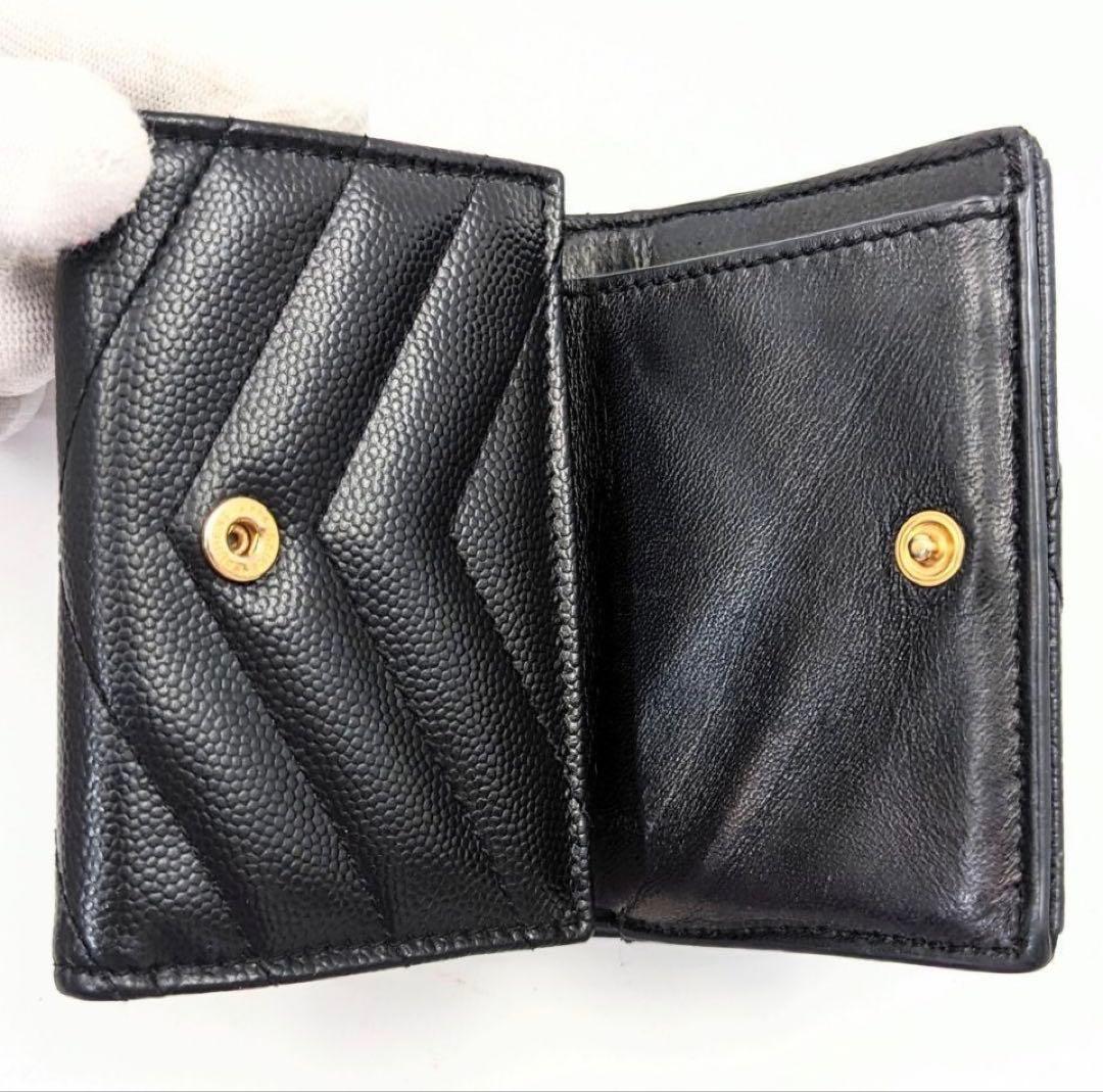 Saint Laurent サンローラン 三つ折り財布 キャビアスキン 匿名配送