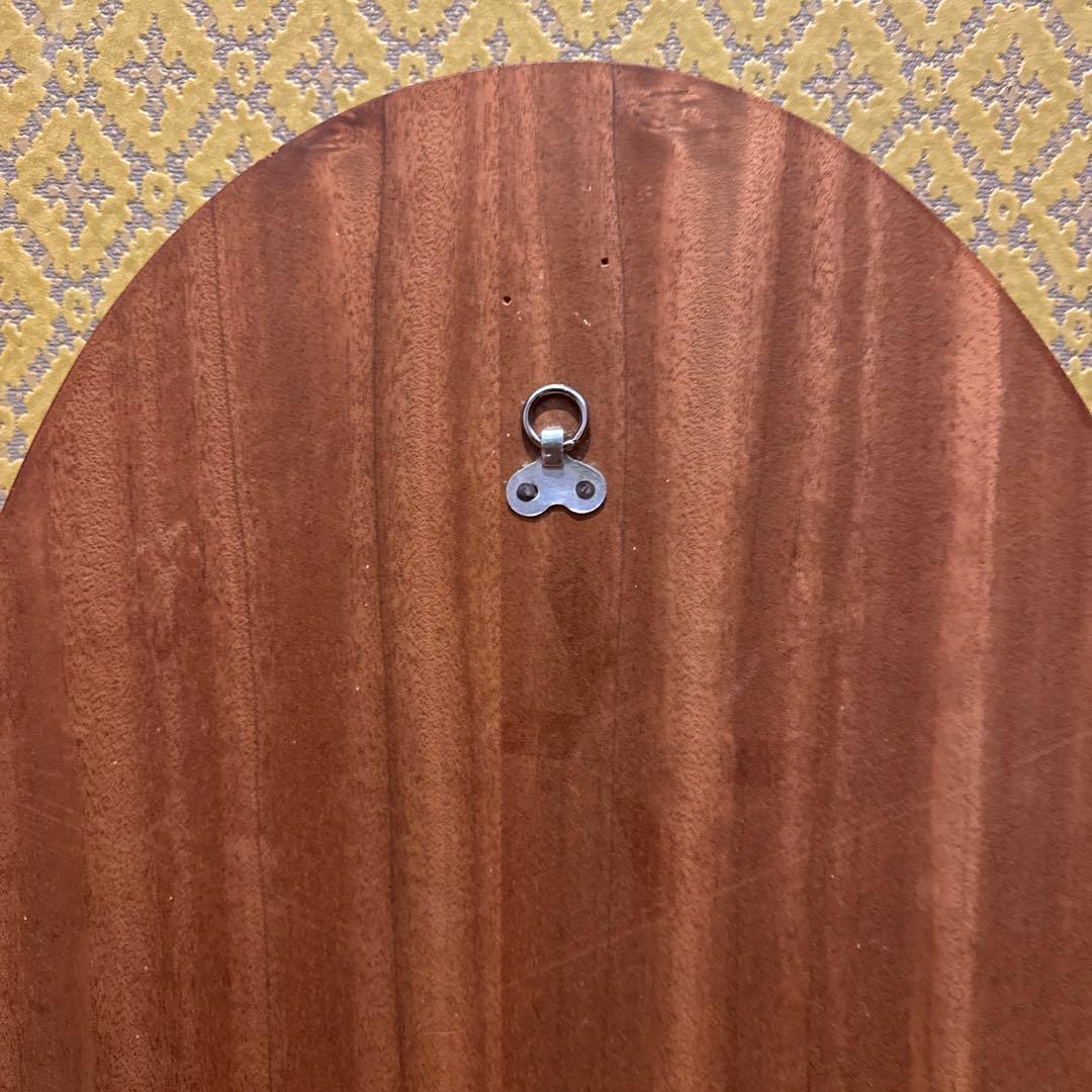 イギリスアンティーク チーク材 オーバル ウォールミラー　ミッドセンチュリー