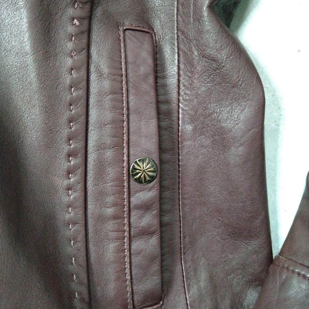 ムッシュニコル バーガンディ 羊革 50 レザー シングルライダースジャケット