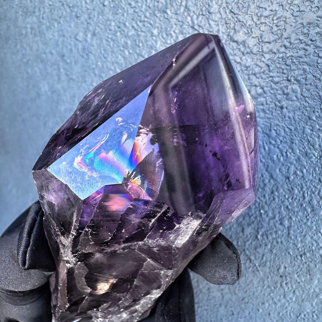 【rieページ】ロマネサイト虹アメジストナチュラルポイントワンドA1103