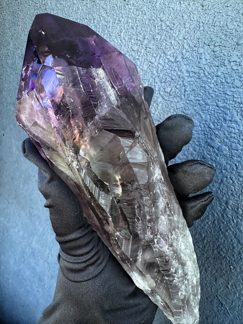 【rieページ】ロマネサイト虹アメジストナチュラルポイントワンドA1103