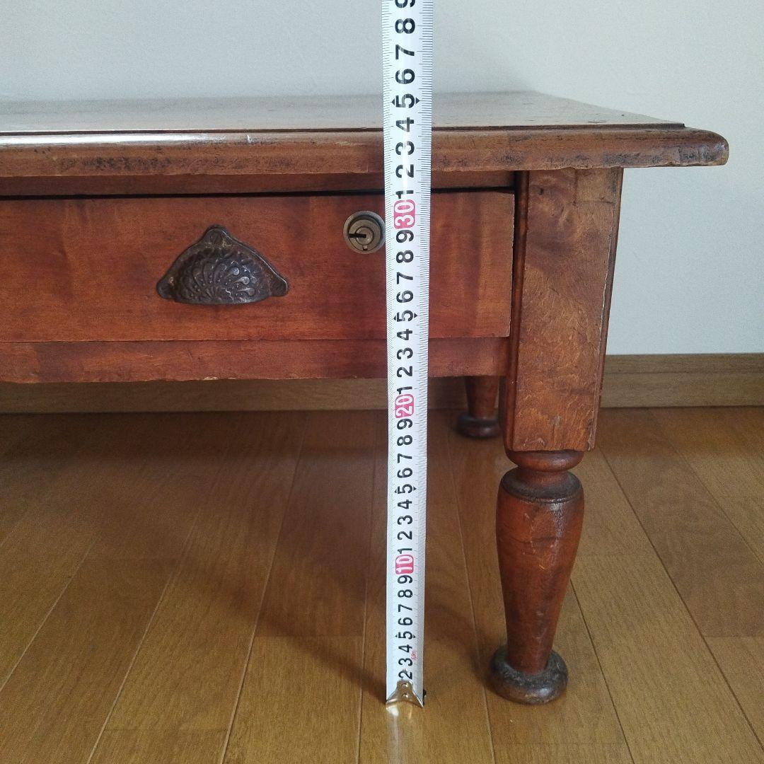 ミニ机 机 文机 デスク 引出し付き 昭和レトロ 文台　和風 木製 ろくろ脚