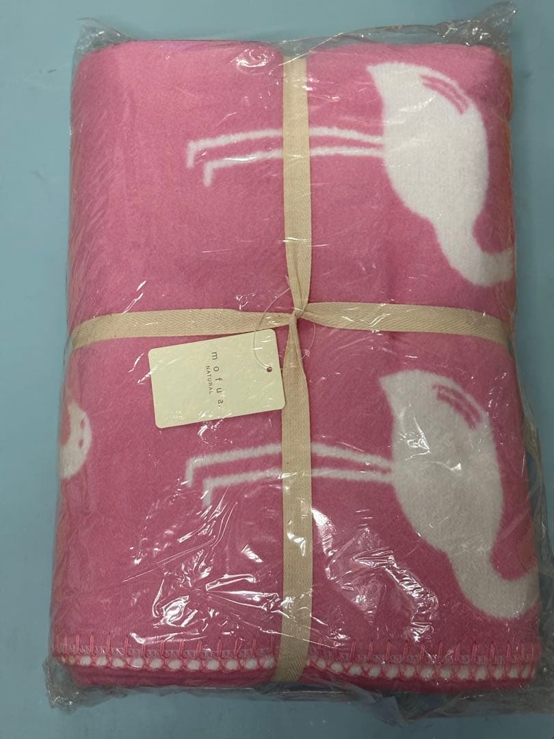 mofua natural 毛布 綿毛布 100% 140×200 フラミンゴ