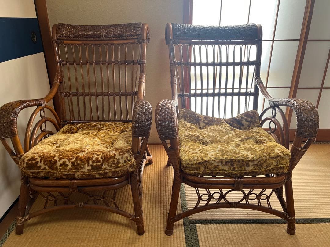 【O-1269】KOiZUMi コイズミ シングルソファ ラタン 籐 昭和レトロ