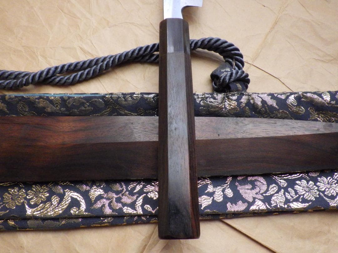 本焼/伯鳳宗良作★柳刃刺身包丁刃渡り尺1寸★水牛八角柄★