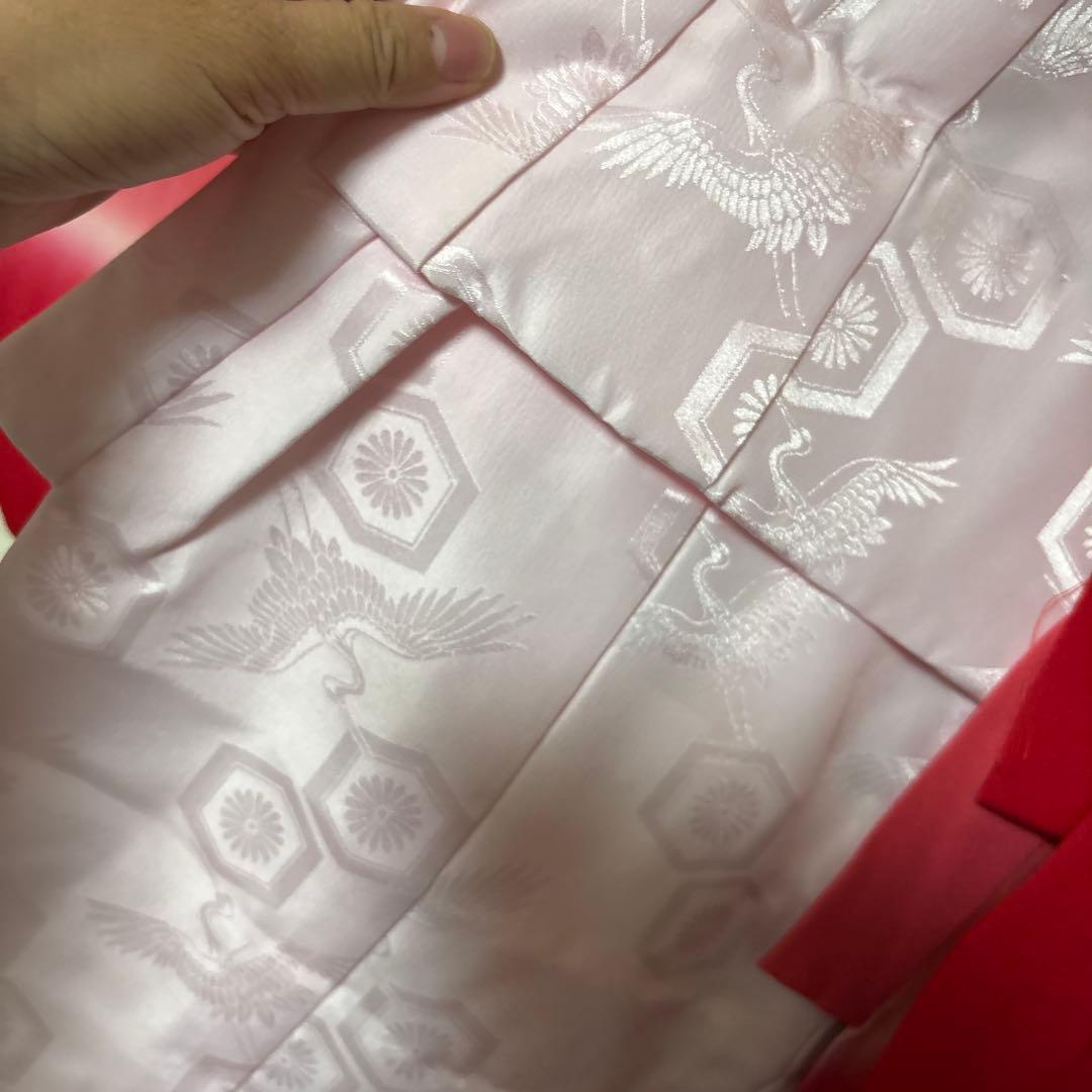 七五三 女の子 三歳 祝着 赤系 豪華友禅柄　正絹着物