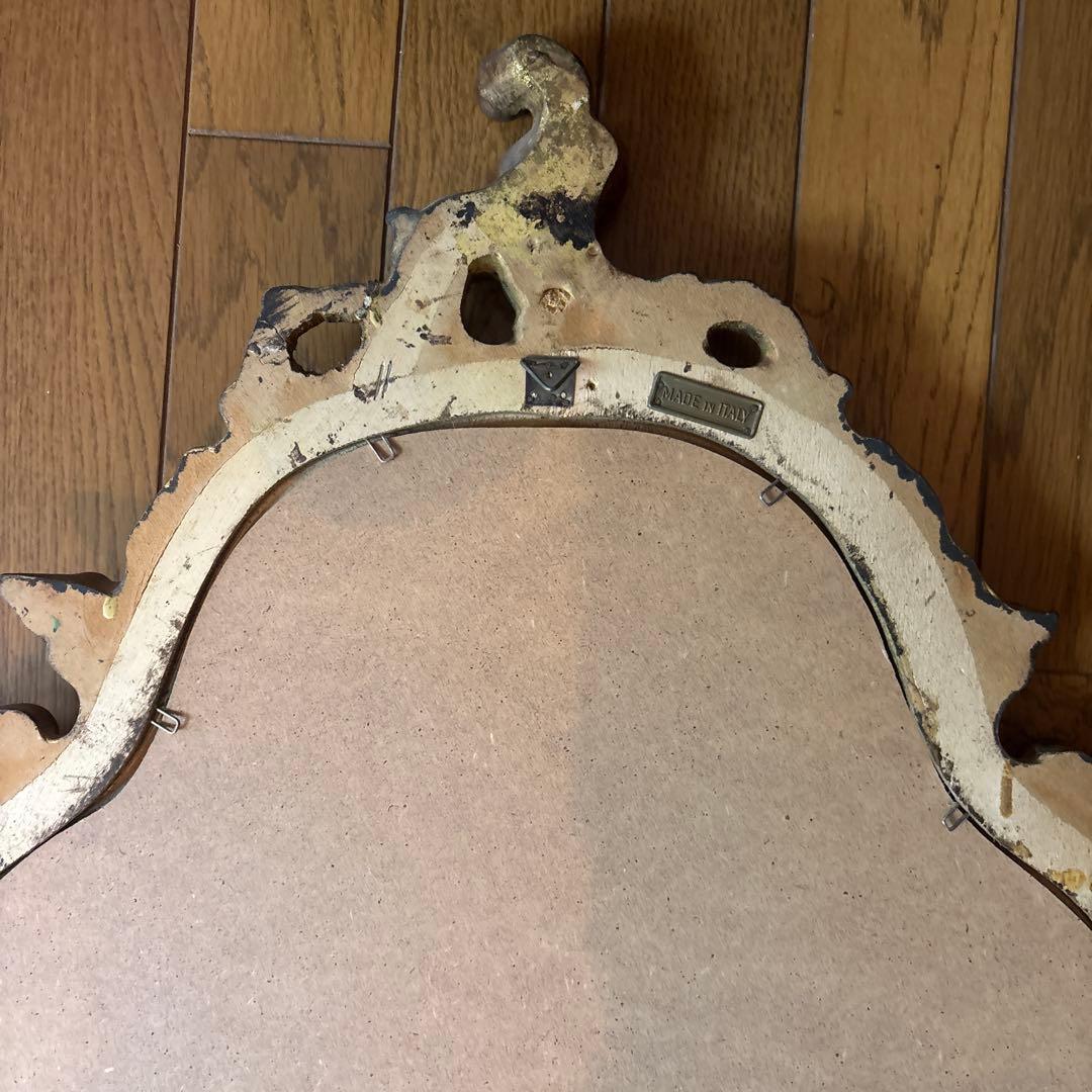 ⚠️特定月末配送　美品イタリア壁掛ミラー　ロココウォール鏡　アンティーク　ゴールド