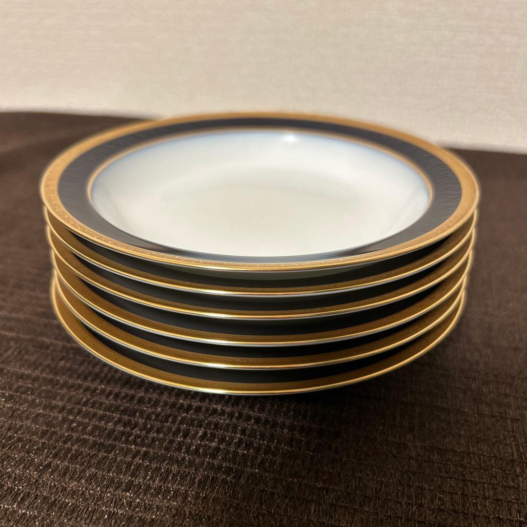 大倉陶園　ロイヤルブルー　瑠璃金彩金蝕　デザートプレート　フルーツボウル