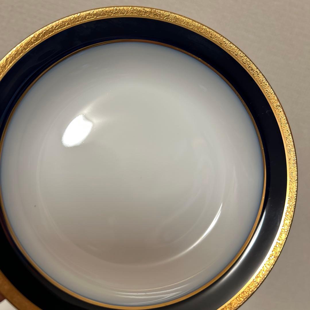 大倉陶園　ロイヤルブルー　瑠璃金彩金蝕　デザートプレート　フルーツボウル