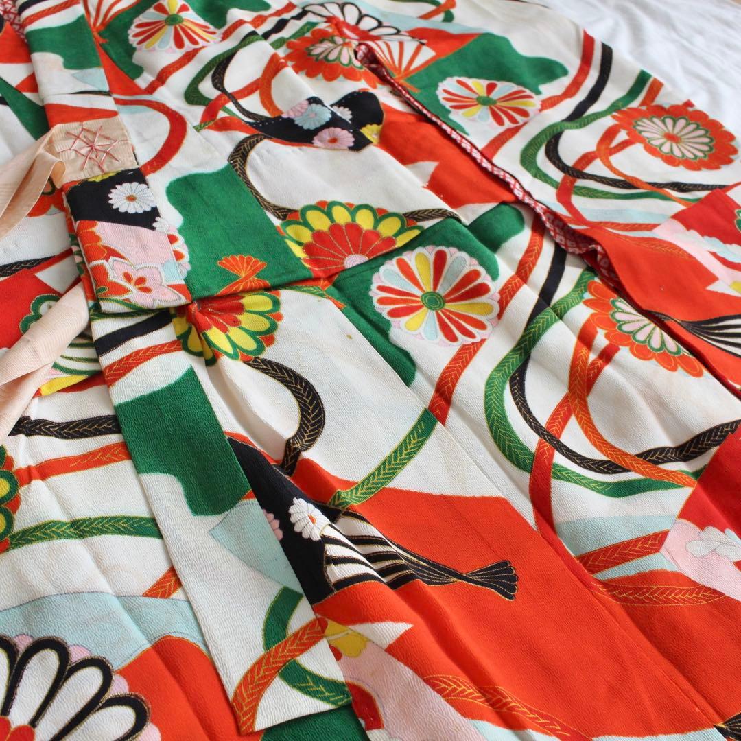 七五三 7歳 女の子 子供 アンティーク 着物 帯 セット