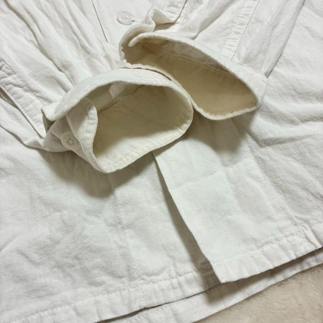 ネイバーフッド　シャンブレーシャツ　ワッペン　アップリケ　両面ロゴ　白　L