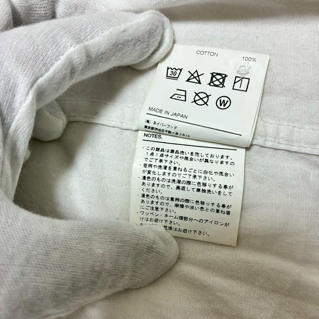 ネイバーフッド　シャンブレーシャツ　ワッペン　アップリケ　両面ロゴ　白　L