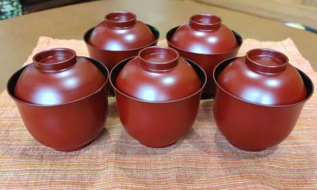 山中塗吸い物お椀　5客　桂寛