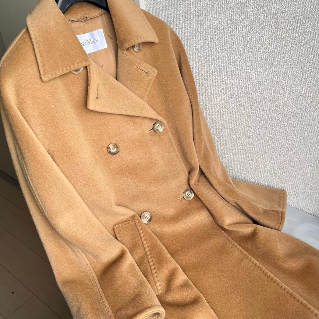 maxmara 白タグ ベージュ ダブルブレスト ロングコート
