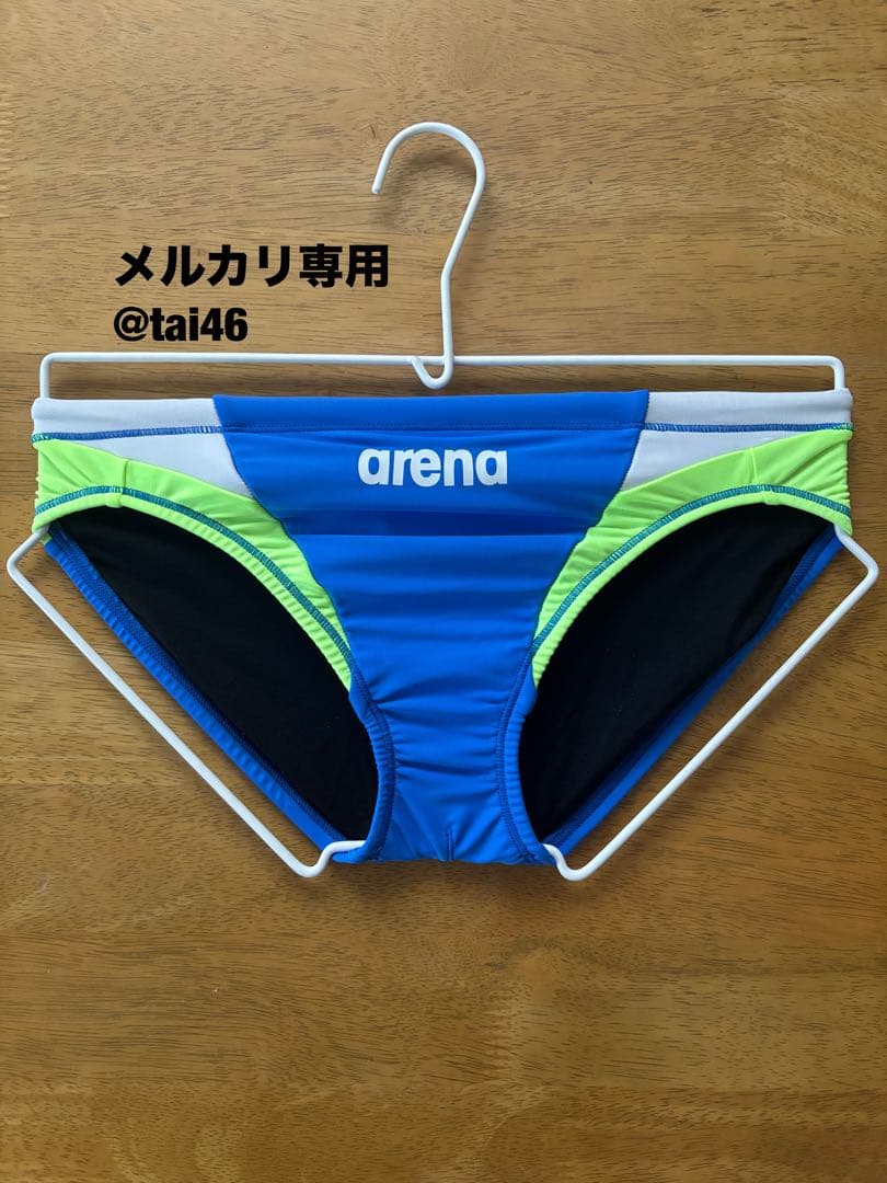 arena(アリーナ)競泳水着 ブルー×イエロー×ホワイト　Vパン・競パン　L