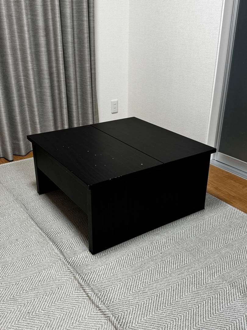マナベ 収納付き リフトテーブル ブラック