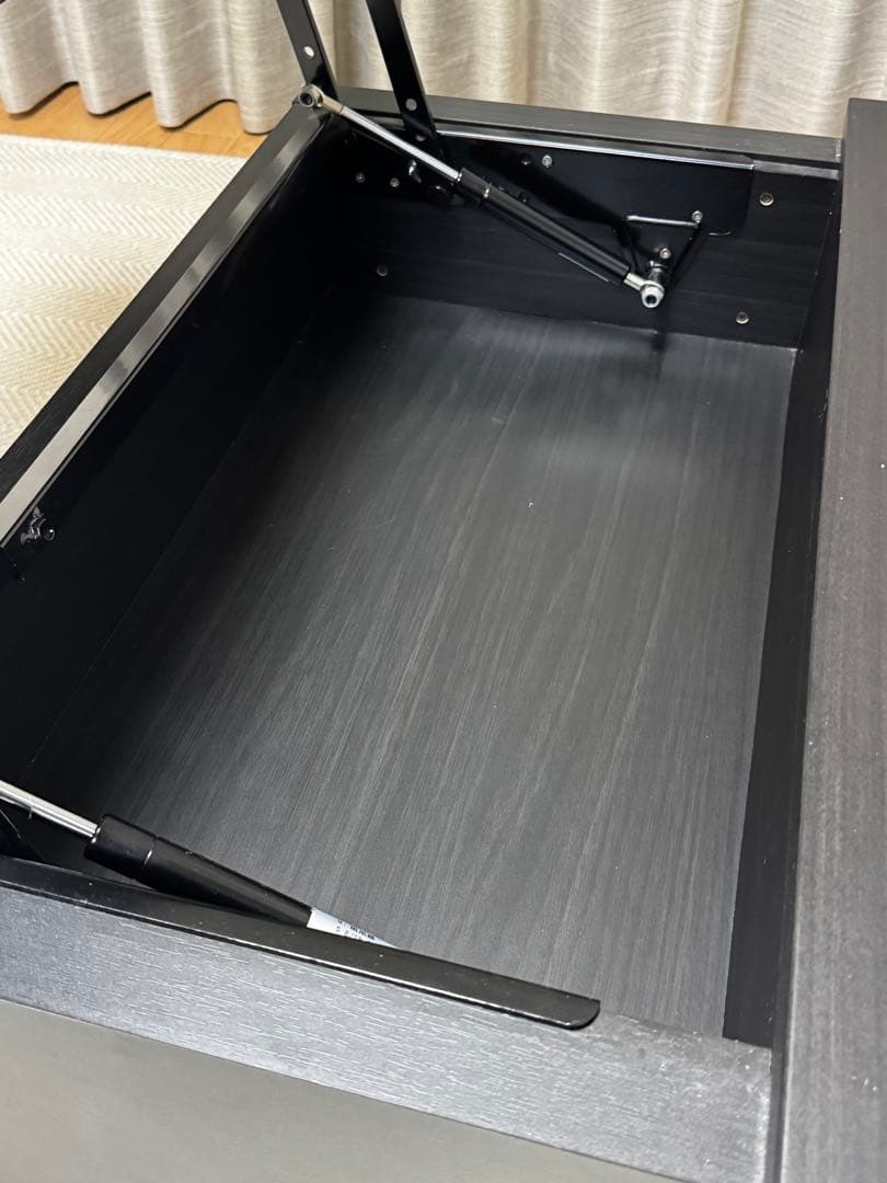 マナベ 収納付き リフトテーブル ブラック