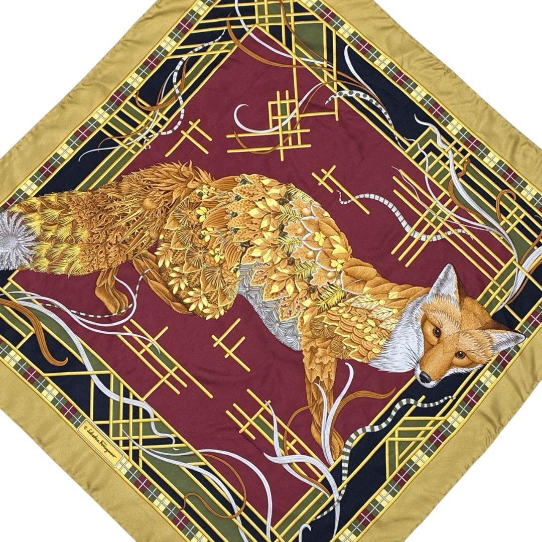 美品✨サルヴァトーレフェラガモ シルク イタリア キツネ 大判スカーフ ストール