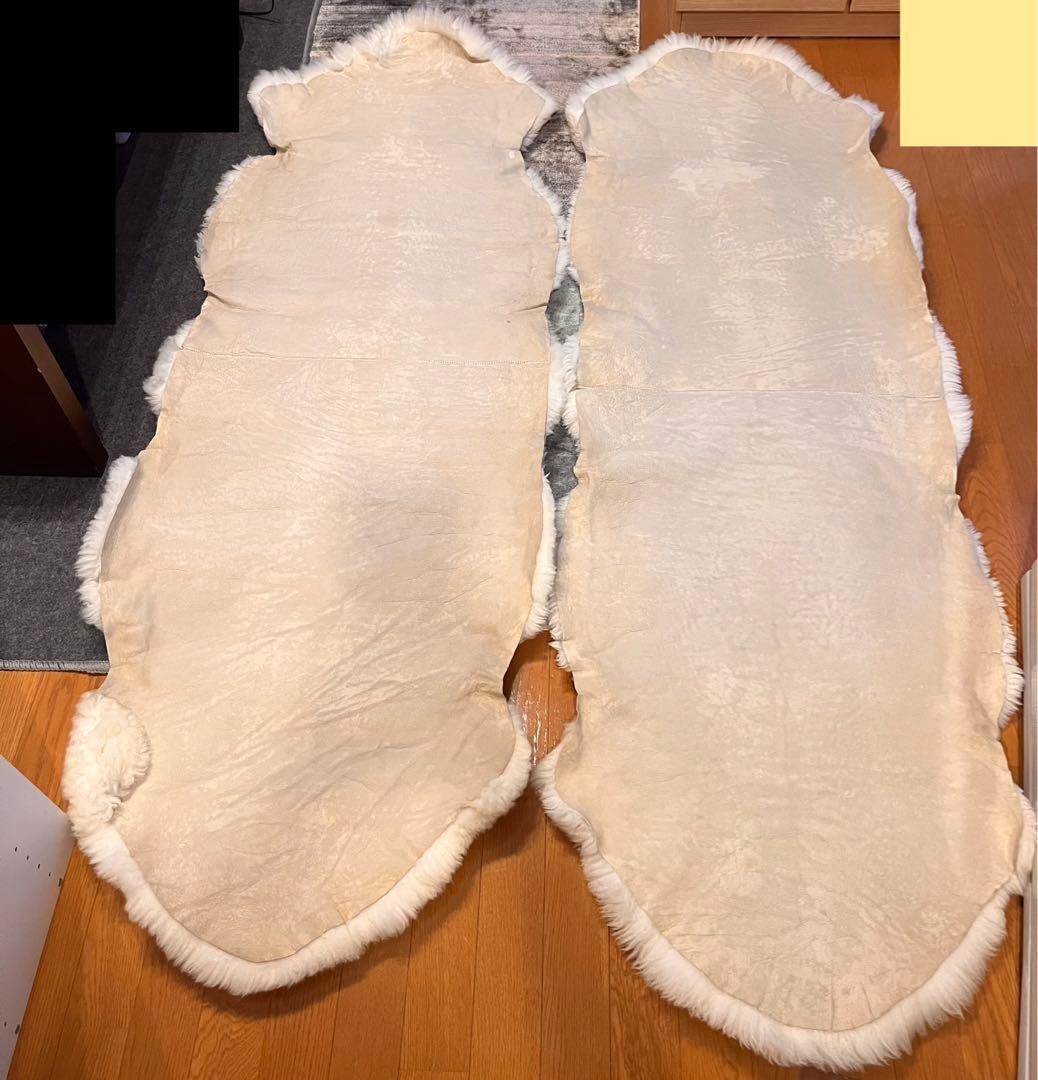 ムートンラグ　シープスキン　ムートン　ムートンマット　二匹物　二枚セット　2匹物