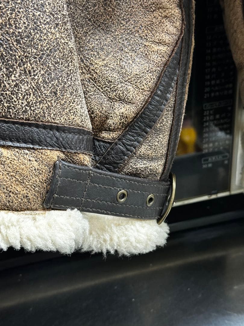 人気✨90's リアルムートン　B-3 シープスキン　レザージャケット　ブラウン