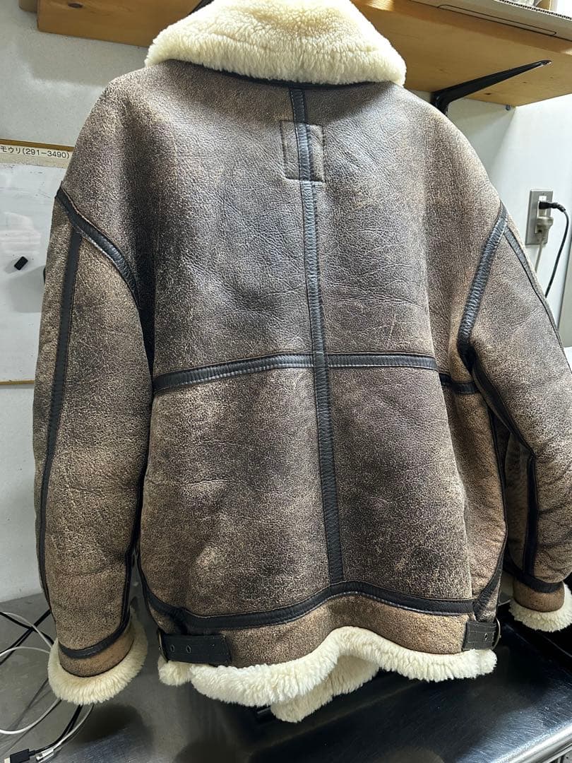 人気✨90's リアルムートン　B-3 シープスキン　レザージャケット　ブラウン