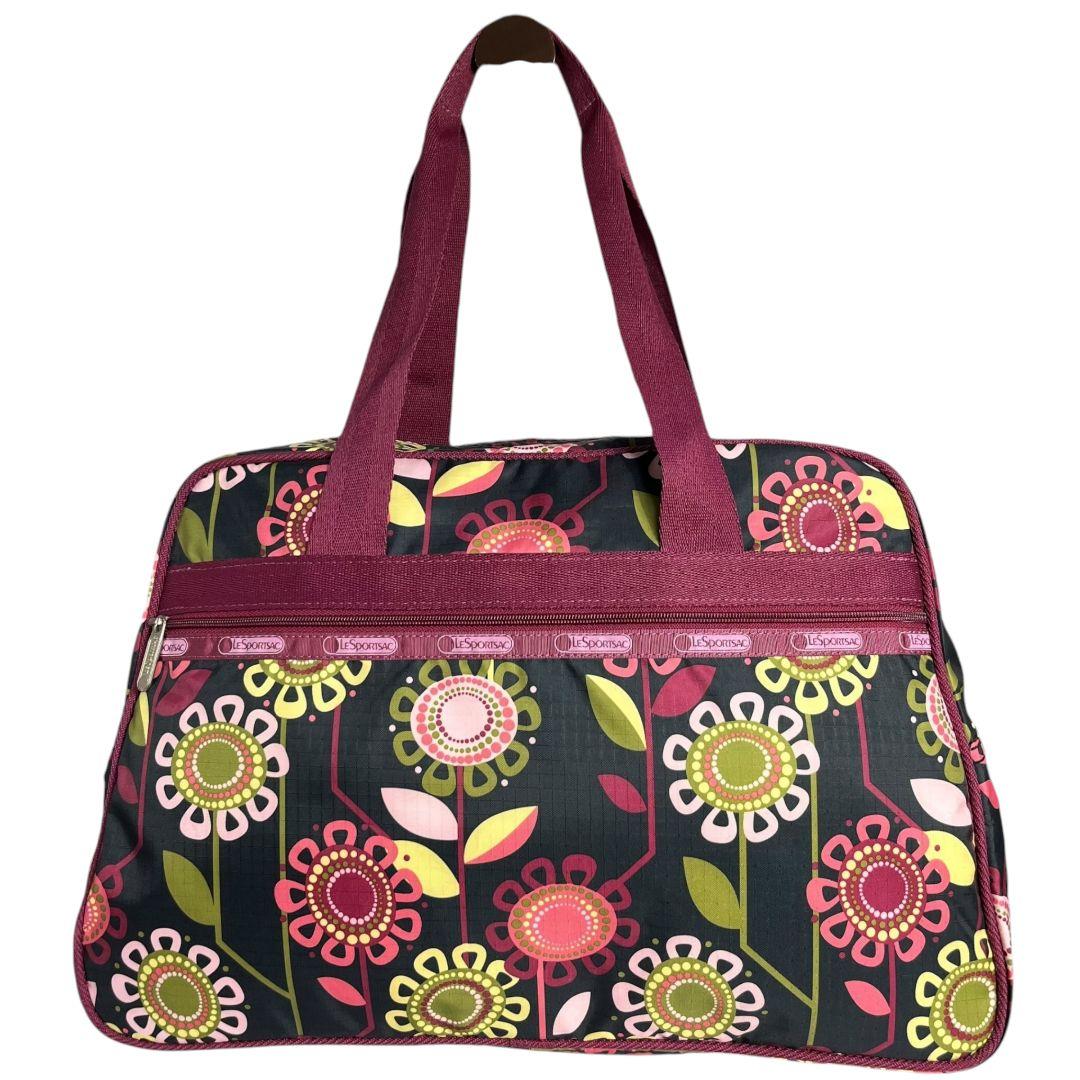 未使用級✨レスポートサック　A4可　ボストンバッグ　ナイロン　花柄　肩掛け　鍵付