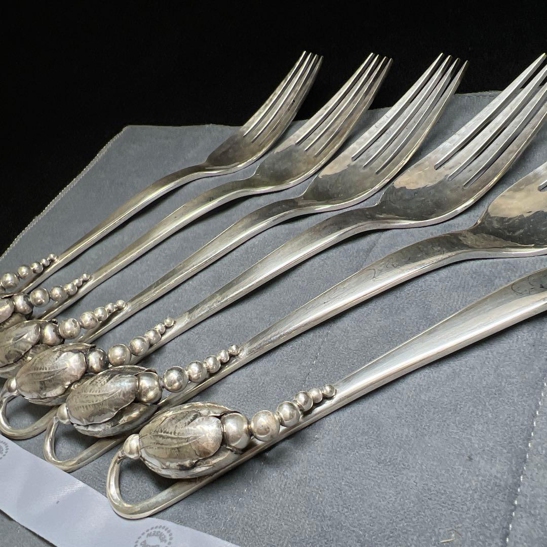 ジョージジェンセン　ブロッサムディナーフォークsterling925 6本　袋付
