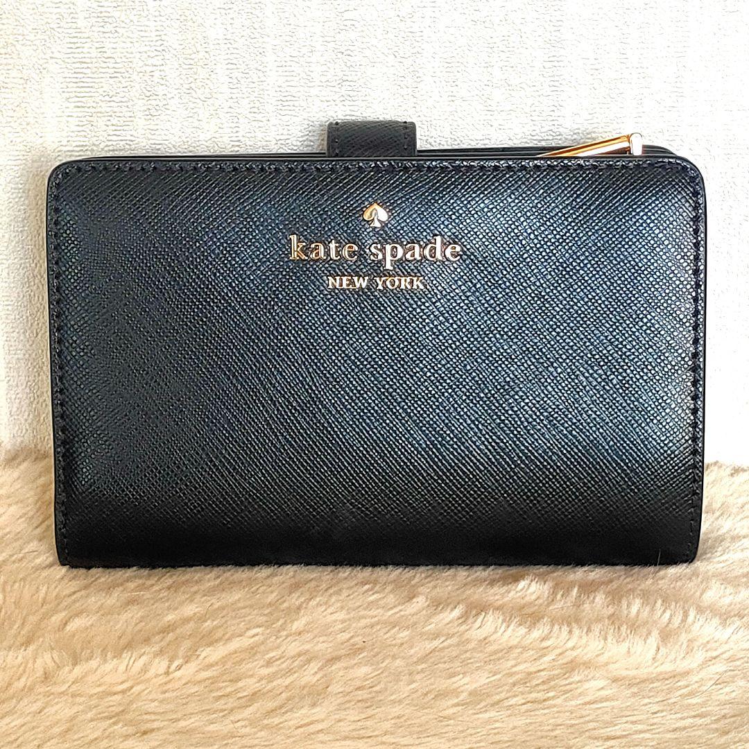 新品未使用 kate spade マディソン 二つ折り財布 L字ジップ ブラック