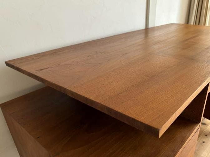 月末セール！北欧ヴィンテージチーク両袖デスク チーク素材　アンティーク書斎デスク