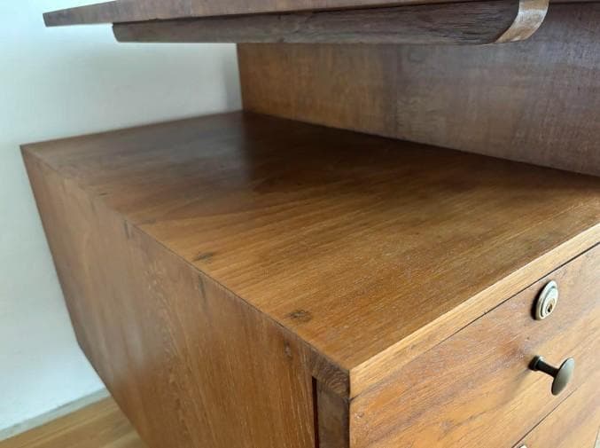 月末セール！北欧ヴィンテージチーク両袖デスク チーク素材　アンティーク書斎デスク